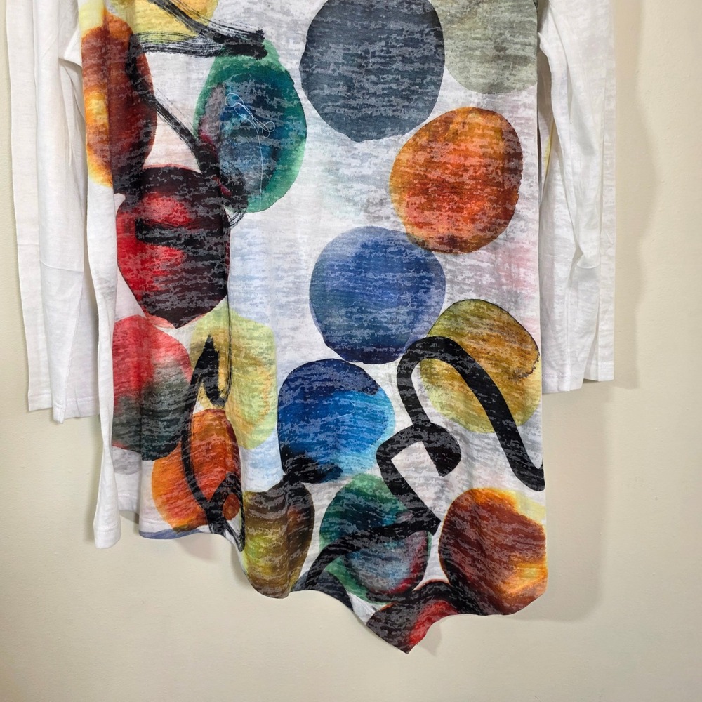 Jess & Jane Women Tunic Abstract Polka Dot Burnout asymmetrical Hem Multi 1X - Picture 5 of 12